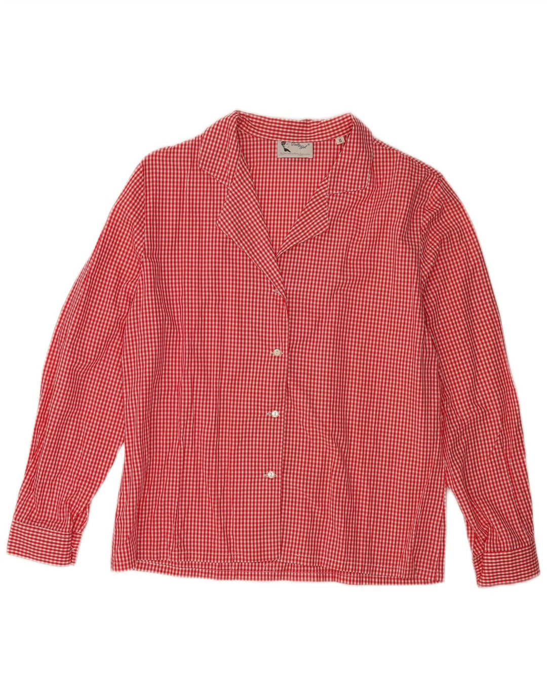 VINTAGE Dameskjorte UK 16 Large Red Gingham Cotton