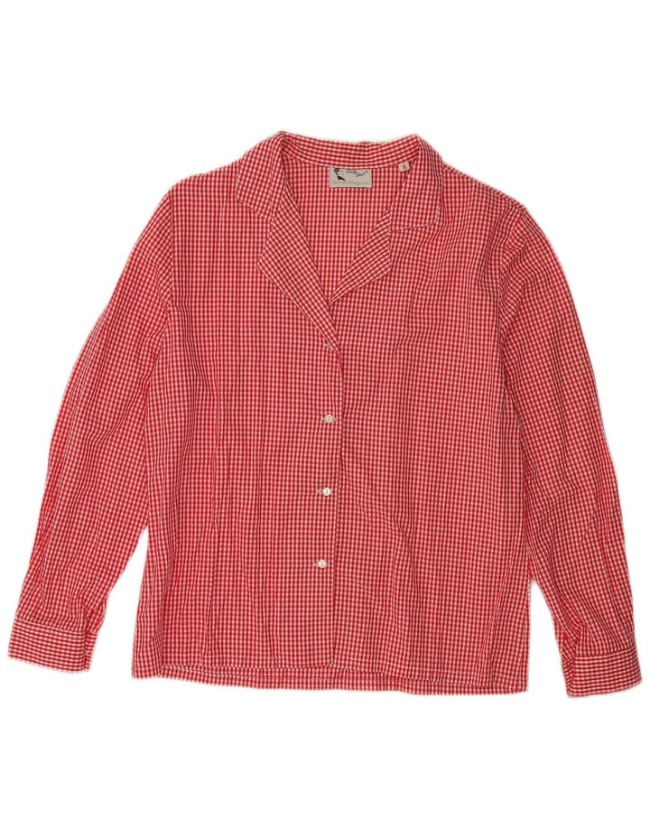VINTAGE Dameskjorte UK 16 Large Red Gingham Cotton