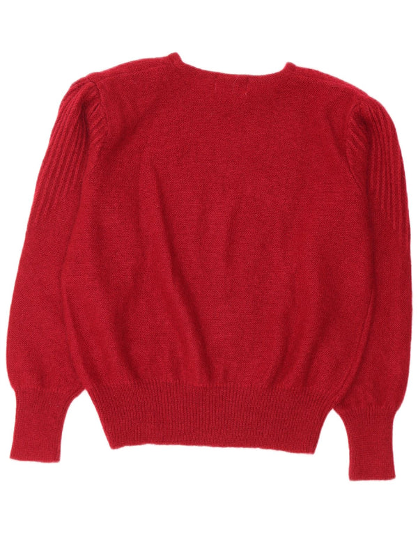 Peter Hahn Womens Crew Neck Jumper Sweater UK 16 Large Red Mohair