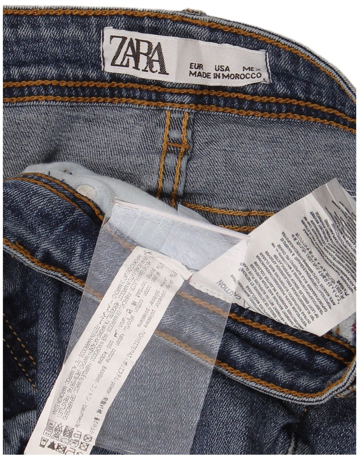 Zara Dame Distressed Slim Jeans W36 L28 Blå Polyester