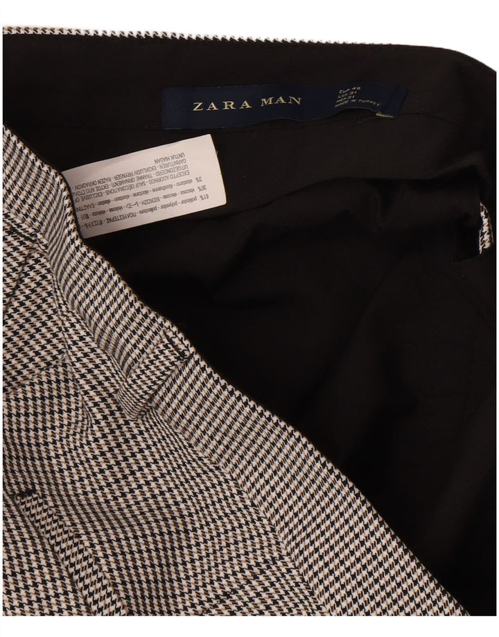 Zara Herre Slim Chino Bukser EU 40 Medium W31 L25 Grå Houndstooth
