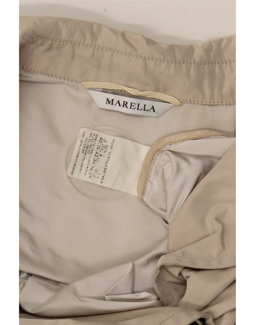 Marella Kvinder Kort Trench Coat UK 14 Stor Beige Polyester