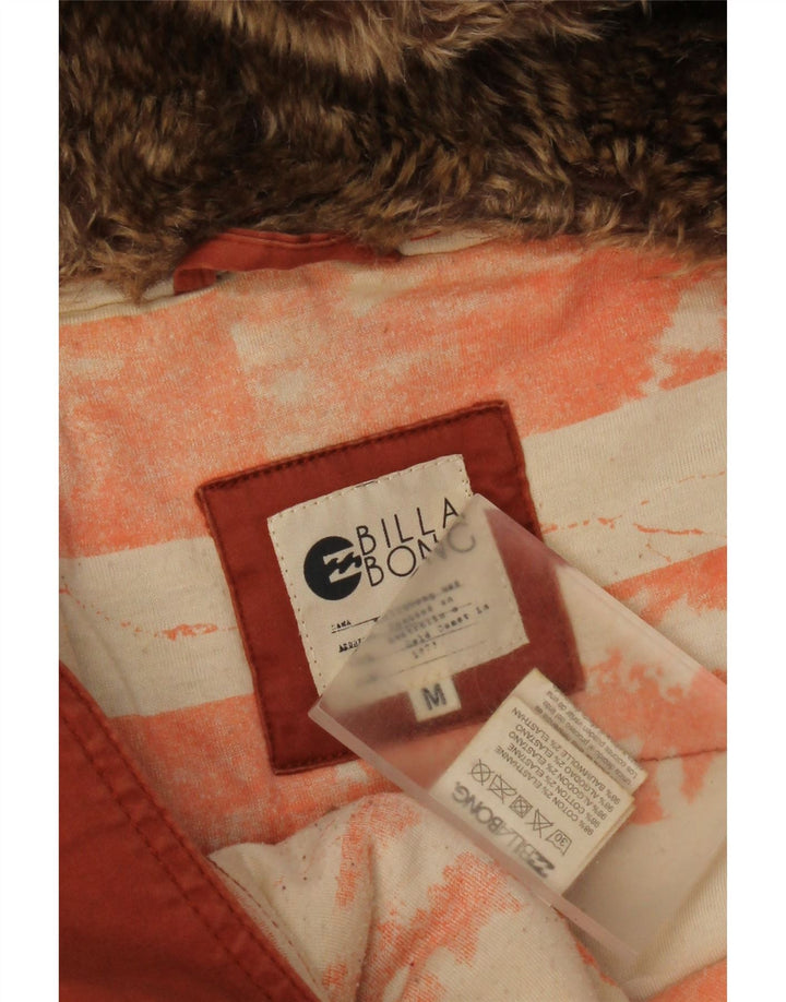 Billabong Dame Hooded Parka Jacket UK 14 Medium Orange Bomuld