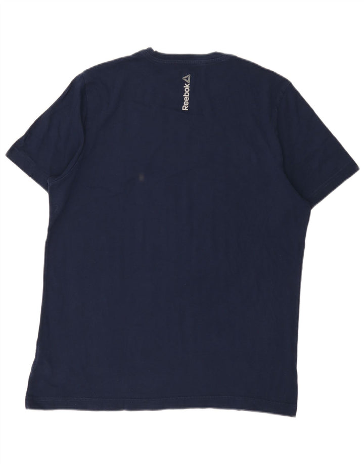 Reebok Herre grafisk T-shirt Top Stor marineblå bomuld