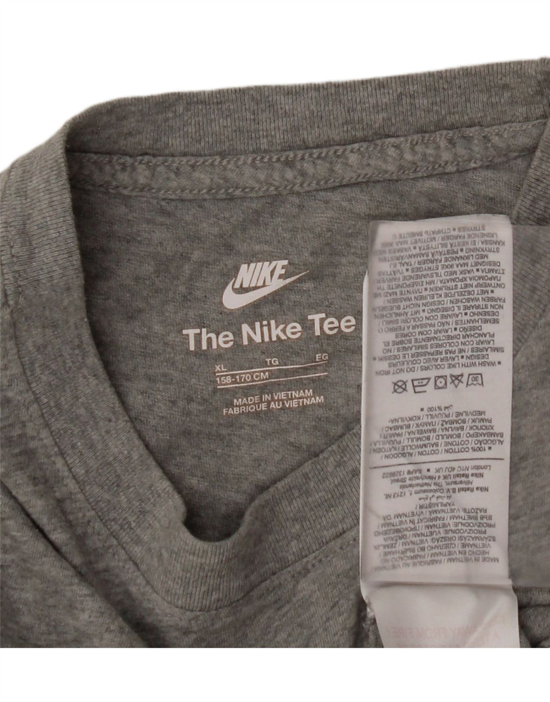 NIKE Grafisk T-shirt-top til drenge 13-14 år XL Gråflettet bomuld