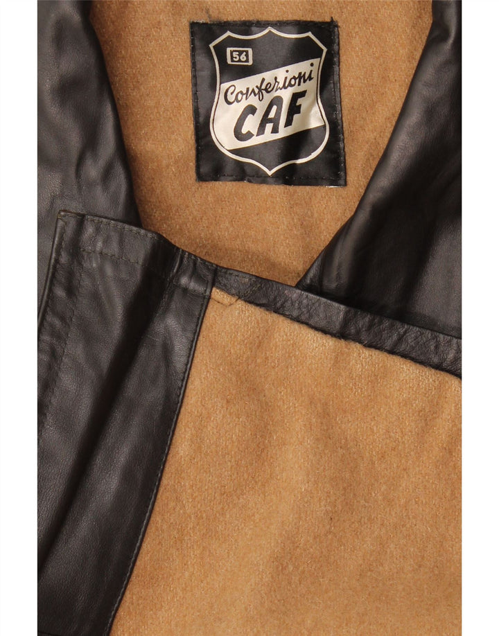 Vintage herre dobbeltradet læderjakke IT 56 3XL Sort