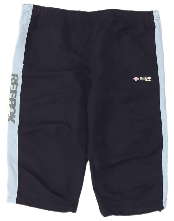 Reebok Herre grafiske Bermuda sportsshorts Large Navy Blue Colourblock
