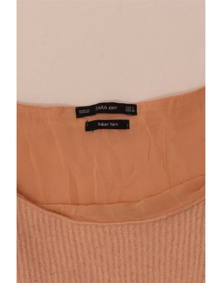 Zara Dame 3/4 ærmet Tunika Top UK 14 Large Pink