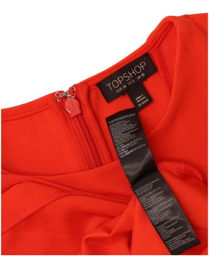 Topshop Kvinders Ærmeløs Skede Kjole UK 10 Small Orange Polyester
