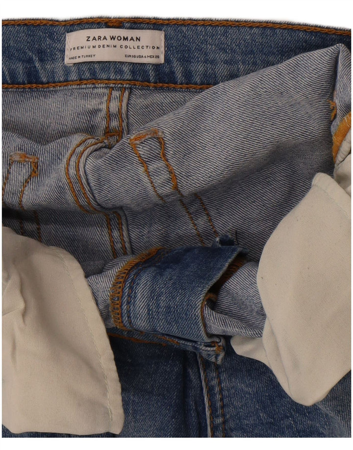 Zara Dame Distressed Bootcut Jeans EU 36 XS W26 L27 Blå