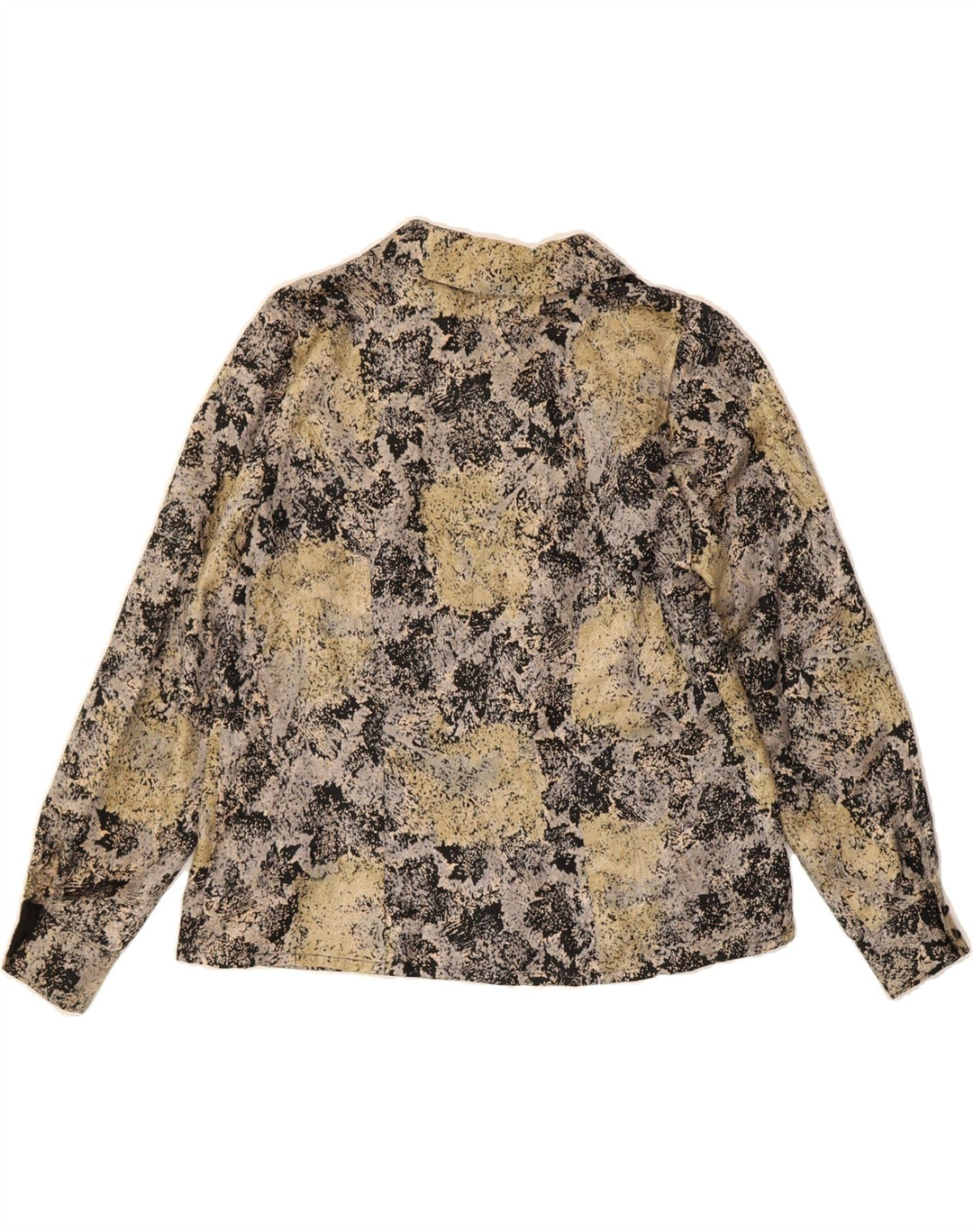 VINTAGE Womens Abstract Pattern Shirt Blouse UK 12 Medium Beige Vintage Vintage and Second-Hand Vintage from Messina Hembry 