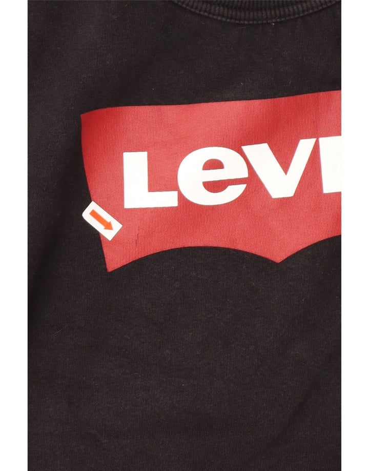 LEVI'S Boys Graphic Sweatshirt Jumper 13-14 Years XL  Black Cotton Vintage Levi's and Second-Hand Levi's from Messina Hembry 
