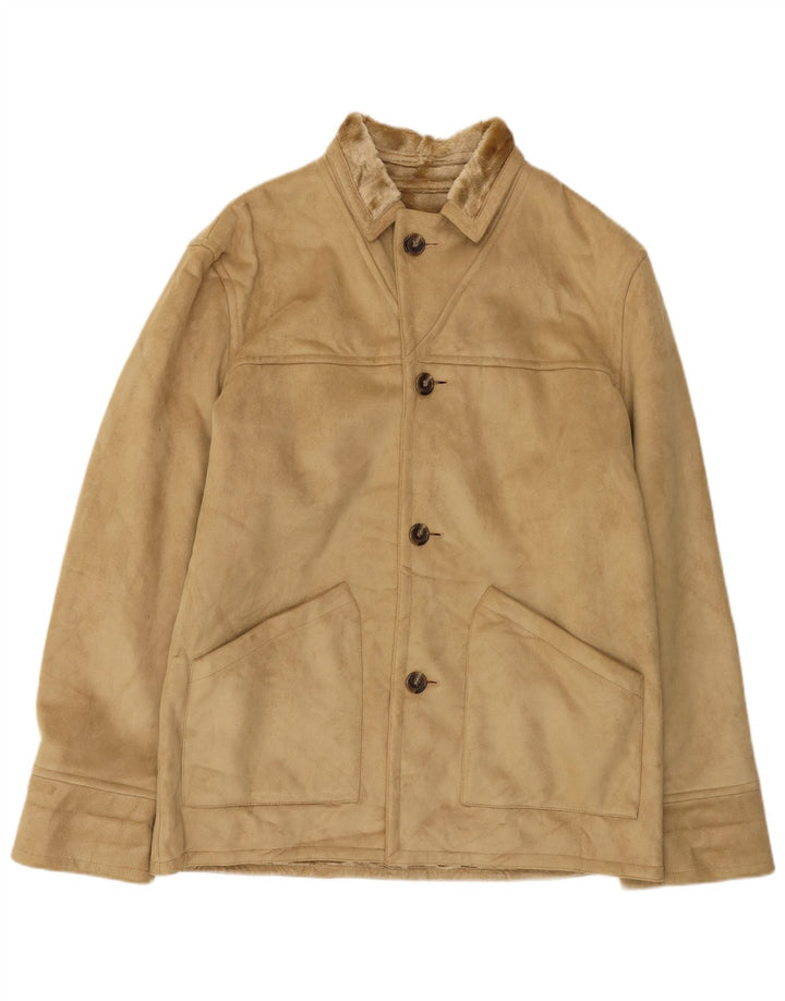 Zara Herre Sherpa Jacket UK 42 XL Beige Polyester