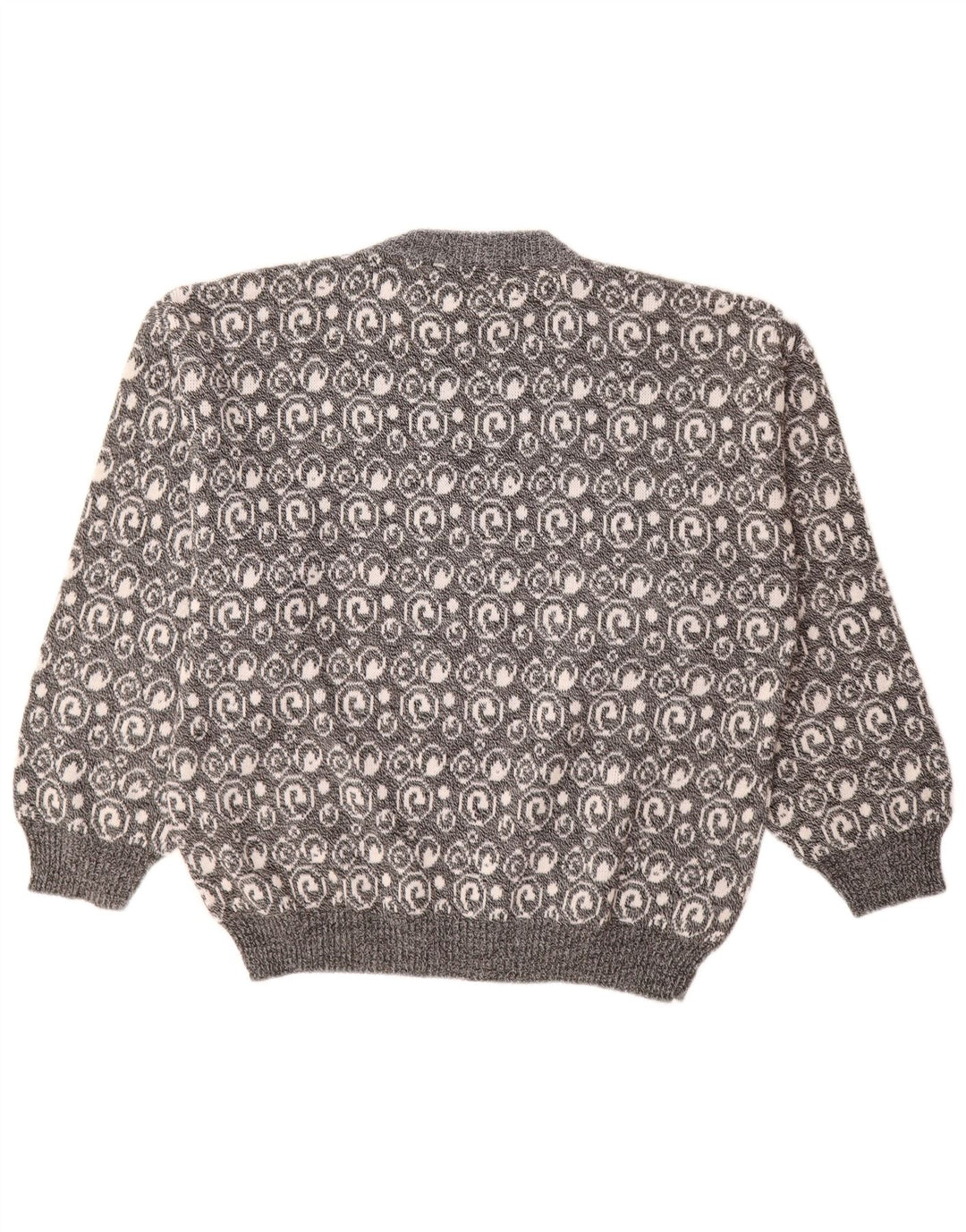 Vintage herre rund hals sweater stor grå Paisley