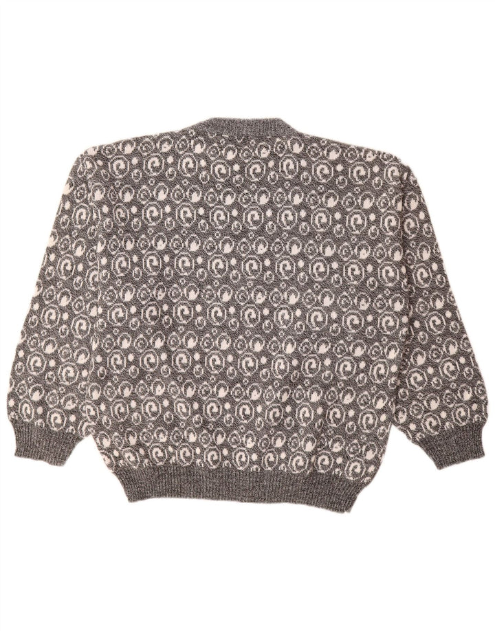 Vintage herre rund hals sweater stor grå Paisley