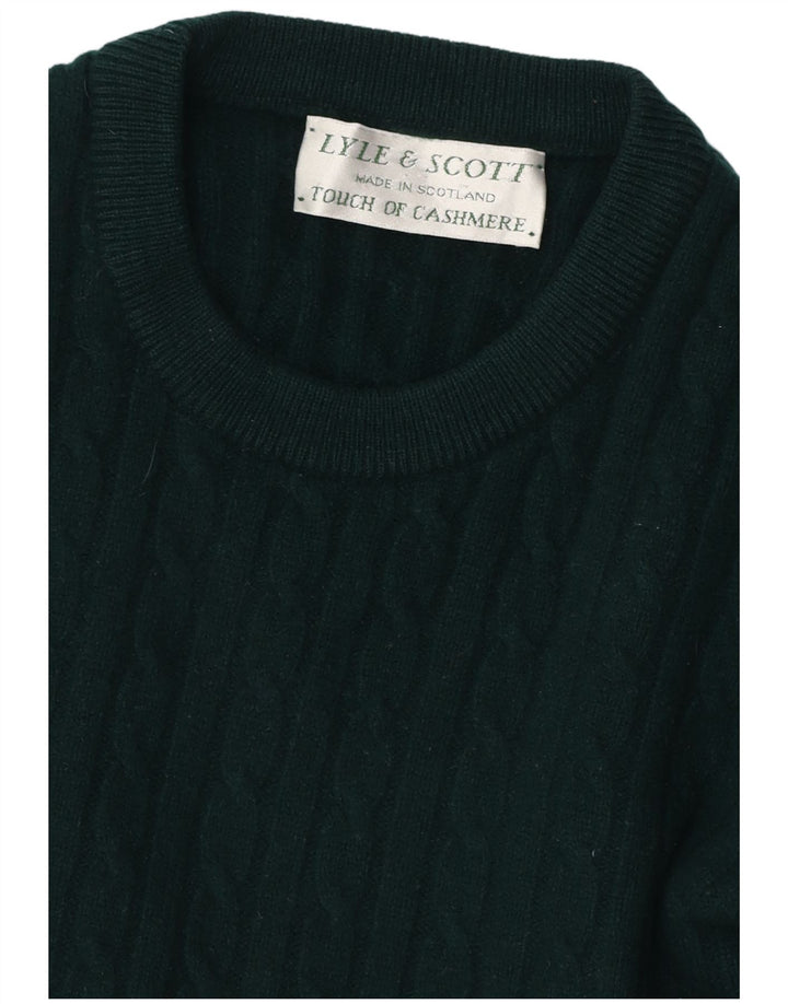 LYLE & SCOTT Mens Crew Neck Jumper Sweater Medium Green Cashmere Vintage Lyle & Scott and Second-Hand Lyle & Scott from Messina Hembry 