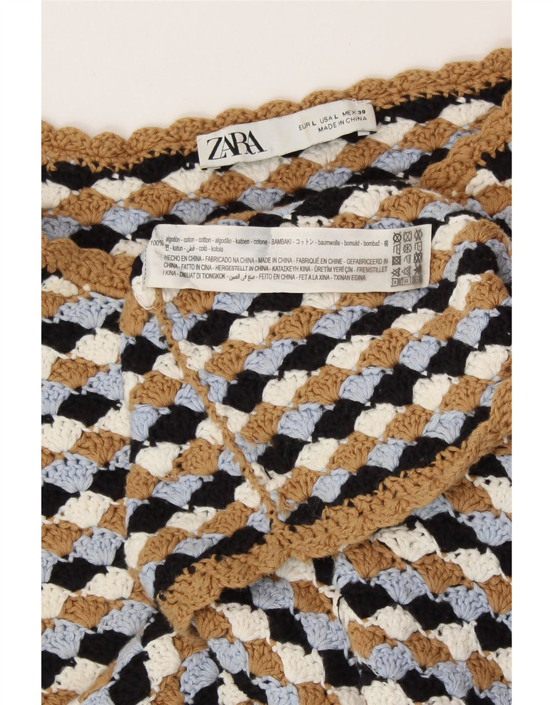 ZARA Womens Crop Boat Neck Jumper Sweater UK 14 Large Multicolor