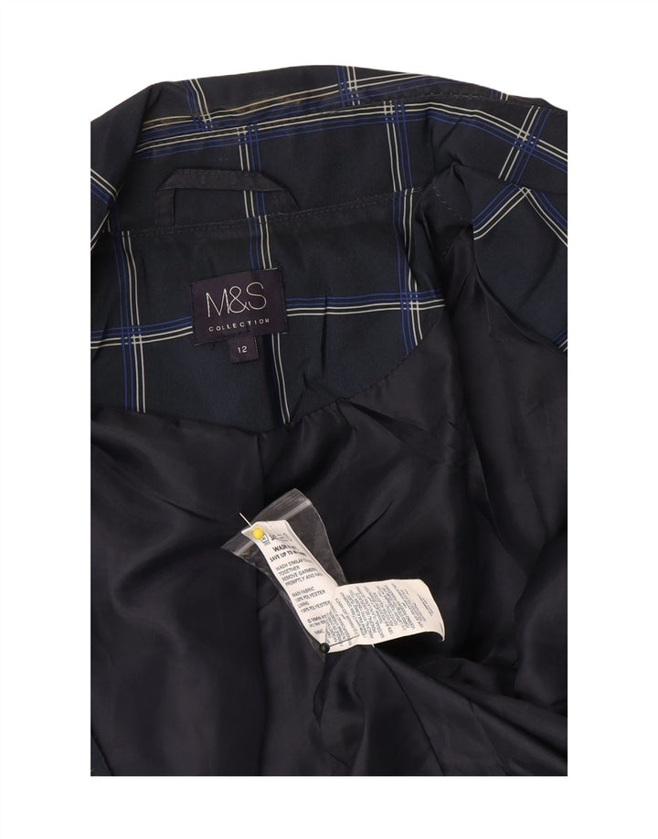 Marks & Spencer Trench Coat til kvinder UK 12 Medium Navy Blue Ternet polyester