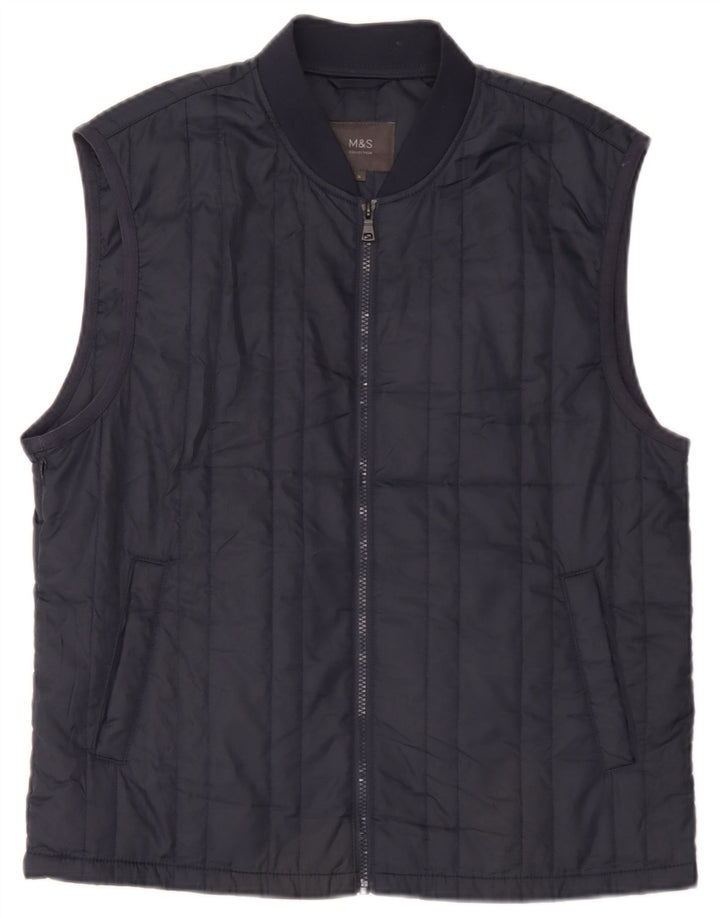 Marks & Spencer Herre Liner Gilet UK 38 Medium Navy Blue Polyester