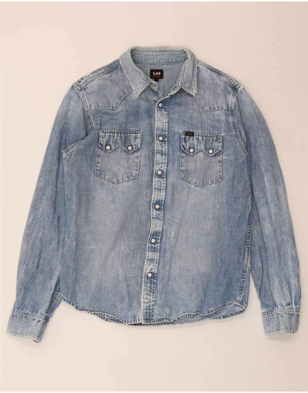 Lee Herre Acid Wash Denim Shirt Large Blue Cotton