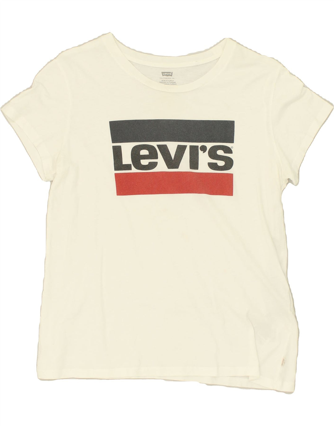LEVI'S Womens Graphic T-Shirt Top UK 12 Medium White Cotton | Vintage Levi's | Thrift | Second-Hand Levi's | Used Clothing | Messina Hembry 