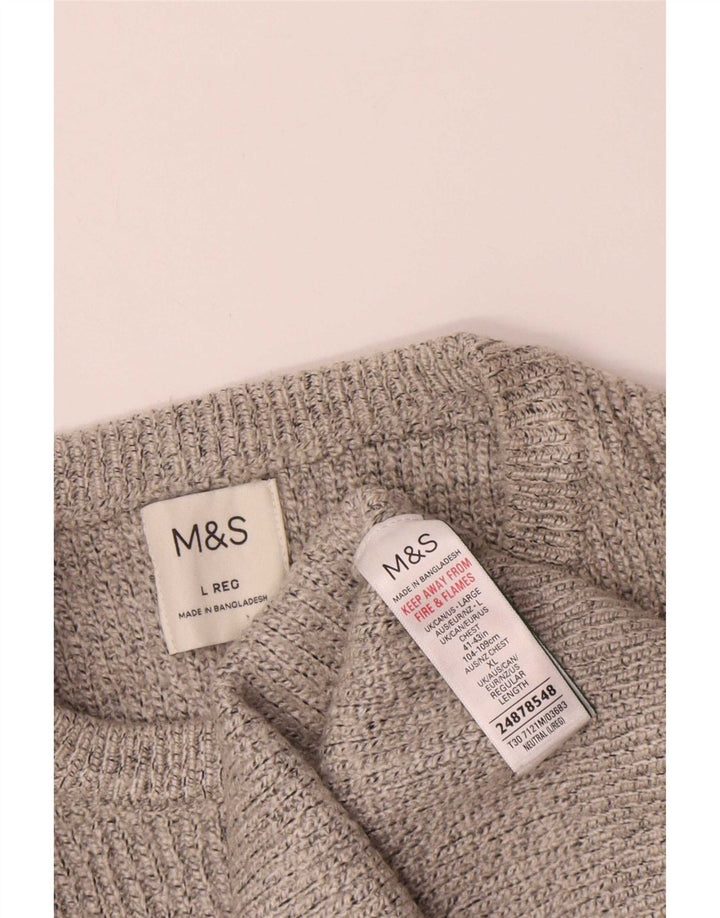 Marks & Spencer Herre sweater med rund hals, stor beige polyamid