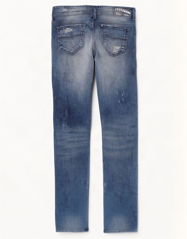 Diesel Dame Matic Distressed Slim Jeans W28 L32 Blå Bomuld