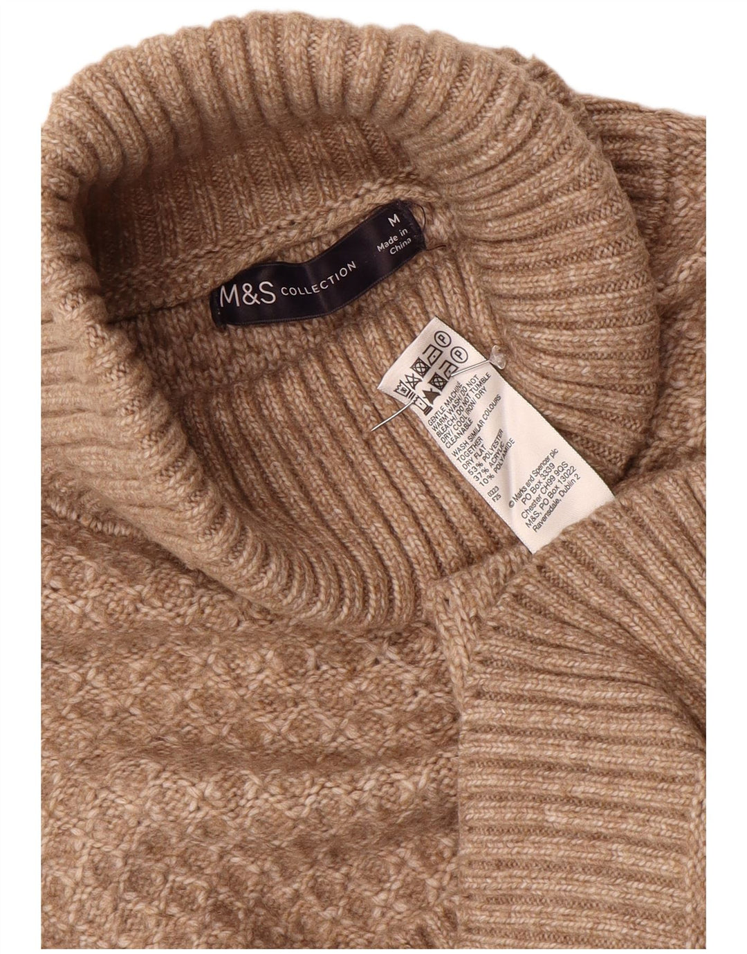 Marks & Spencer Dame Rullehals sweater UK 14 Medium Brun