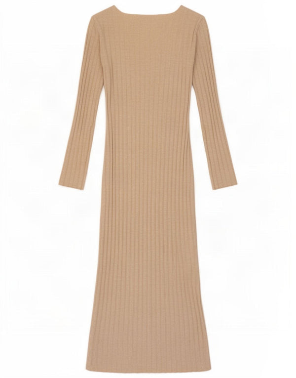 Zara Dame Langærmet Maxikjole UK 8 Small Beige Viscose