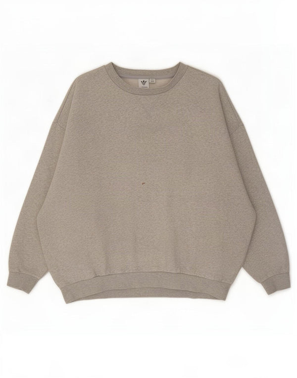 Adidas Dame Oversized Sweatshirt Jumper UK 12 Medium Grey Flecked Bomuld