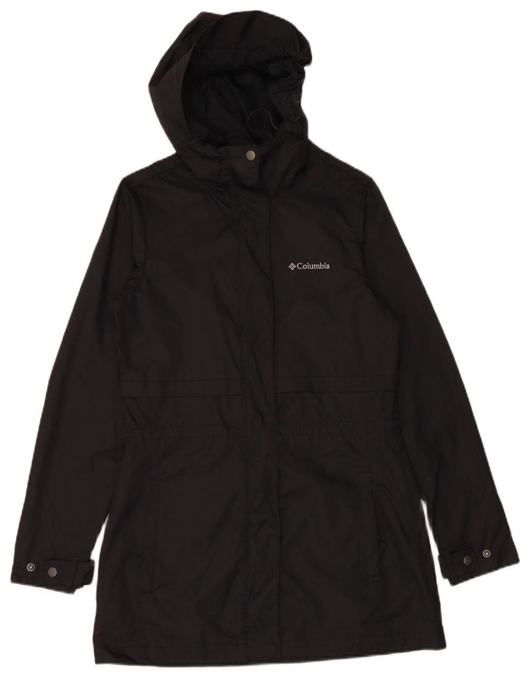 COLUMBIA Womens Hooded Raincoat UK 10 Small Black Nylon
