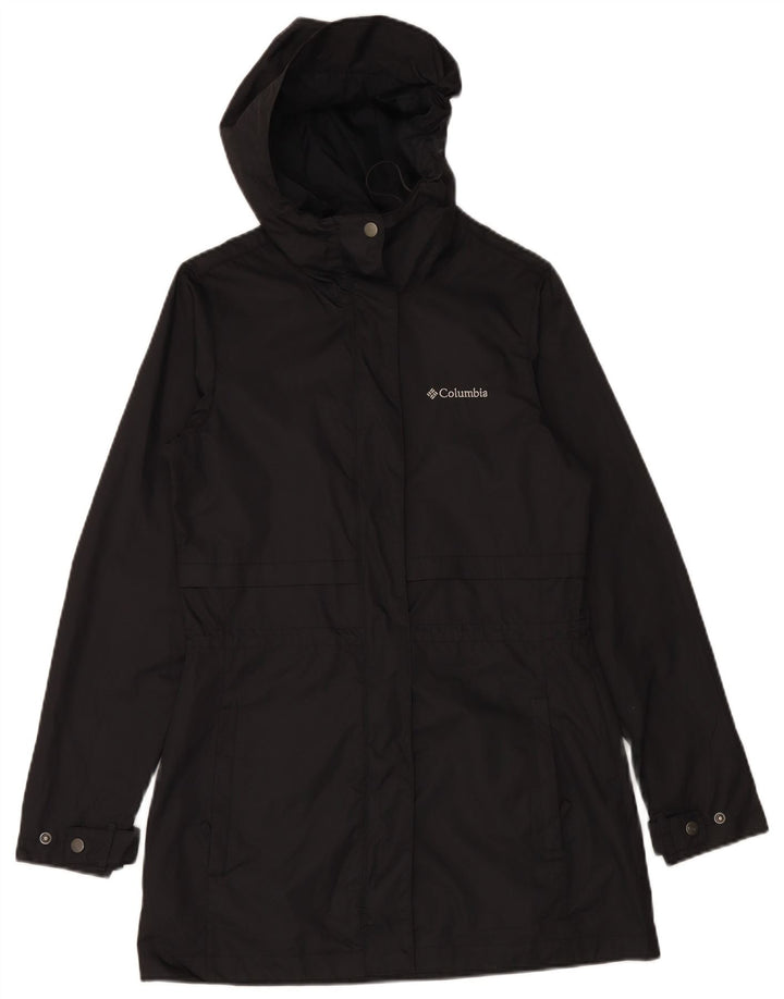 COLUMBIA Womens Hooded Raincoat UK 10 Small Black Nylon