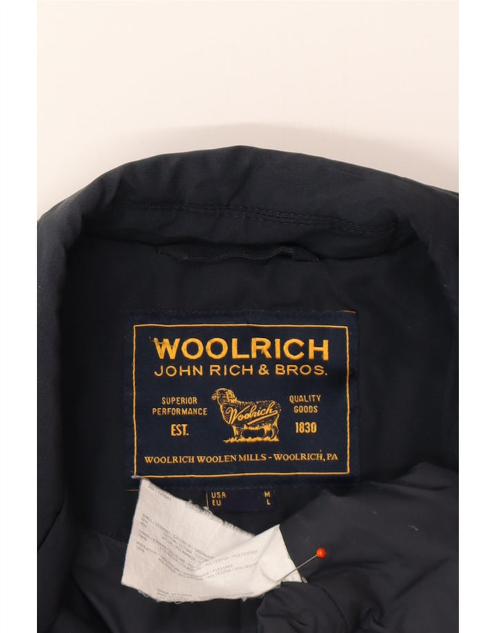 WOOLRICH Mens Overcoat UK 40 Large Navy Blue Cotton