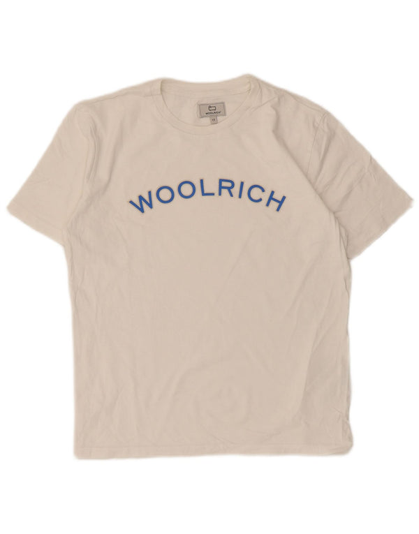 Woolrich Boys Grafisk T-Shirt Top 11-12 År Hvid Bomuld