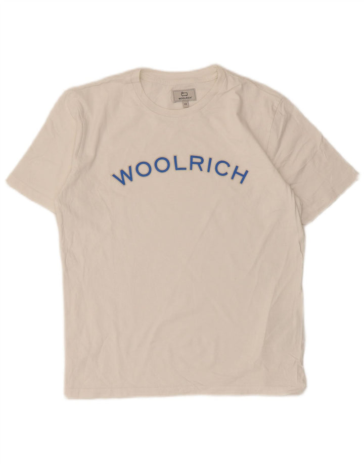 Woolrich Boys Grafisk T-Shirt Top 11-12 År Hvid Bomuld