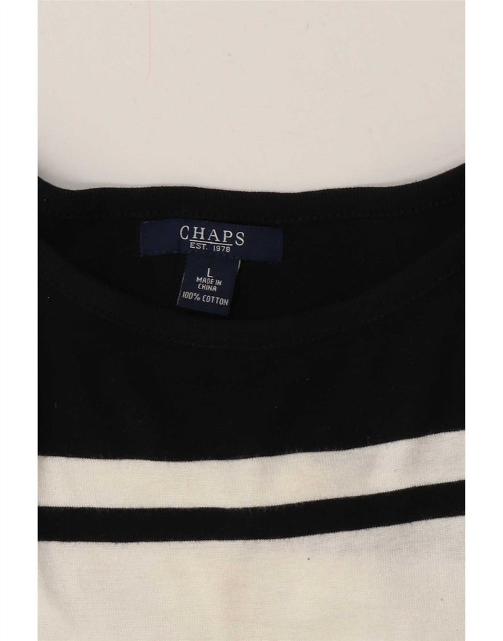 Chaps Dame Top Langærmet UK 14 Large Navy Blue Colourblock Bomuld