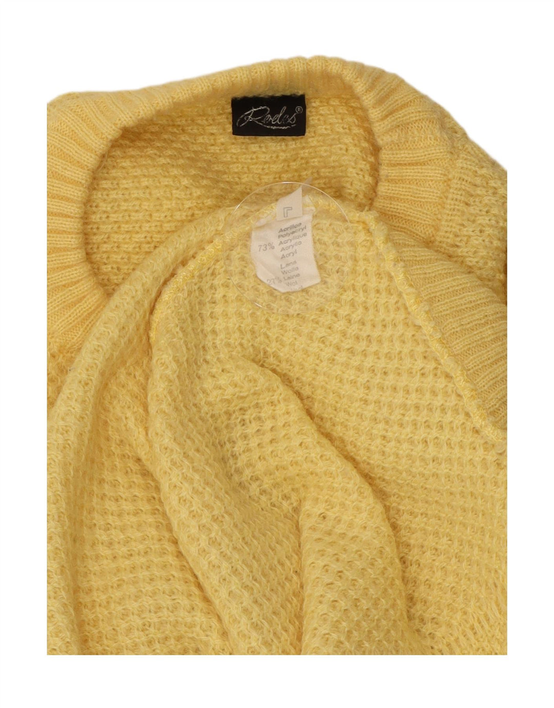 Vintage herre rund hals sweater stor gul akryl