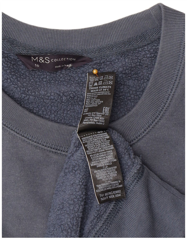 Marks & Spencer Dame Grafisk Sweatshirt Jumper UK 16 Large Navy Blue