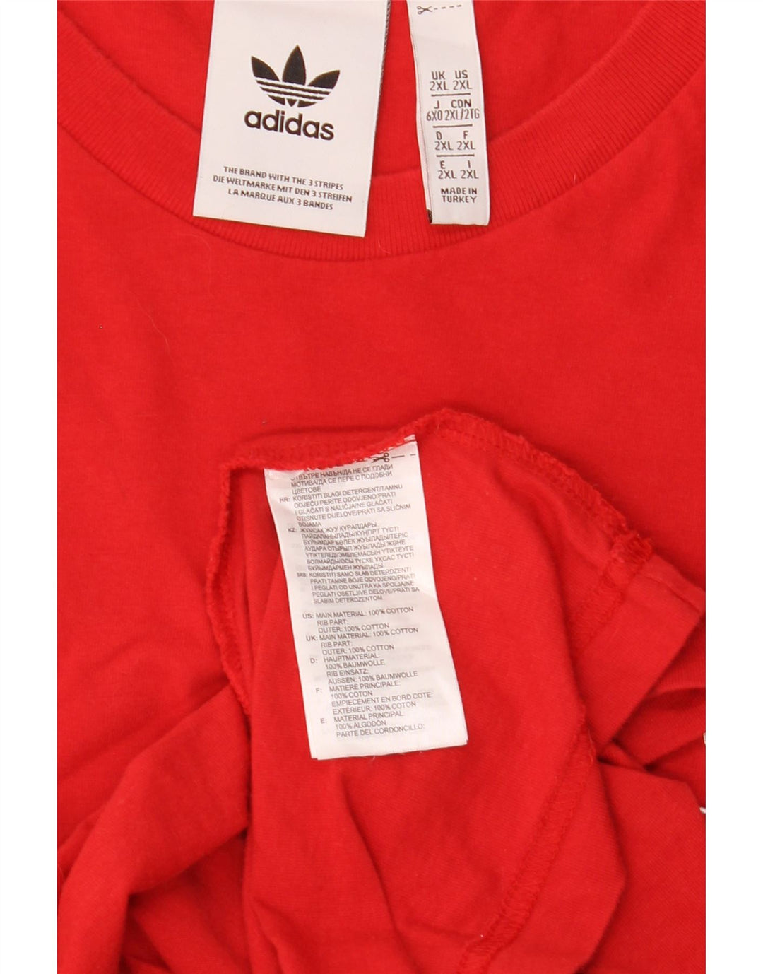 Adidas Herre T-Shirt Top 2XL Rød Bomuld