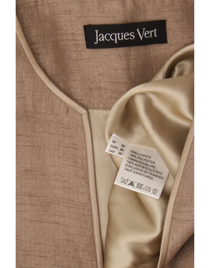 Jacques Vert Dame 1 Knap Blazer Jakke UK 22 3XL Beige Polyester