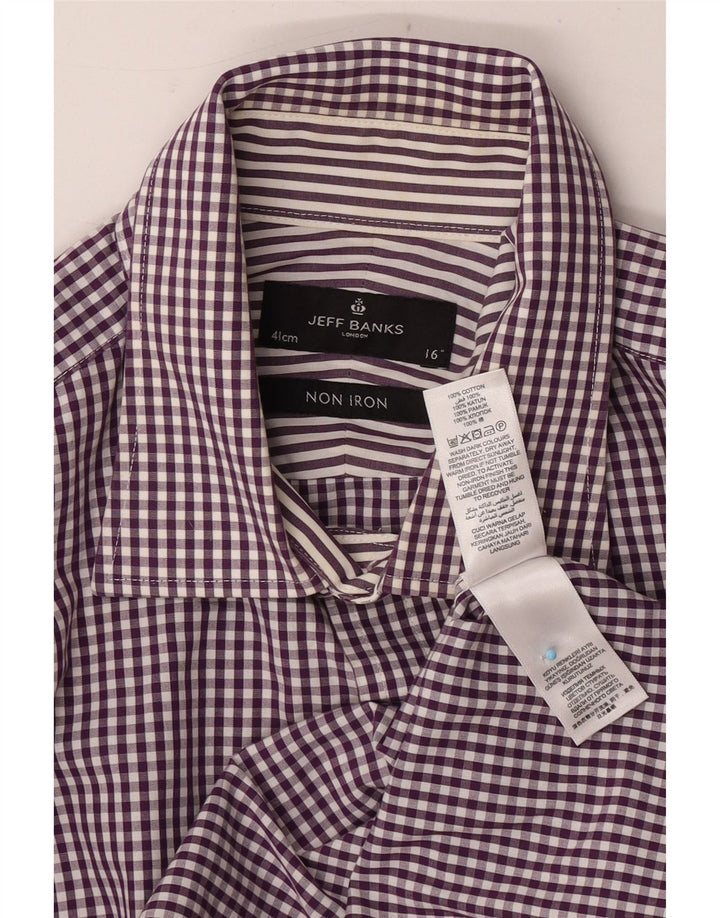 Jeff Banks Herreskjorte str. 41 16 Large Purple Gingham Cotton