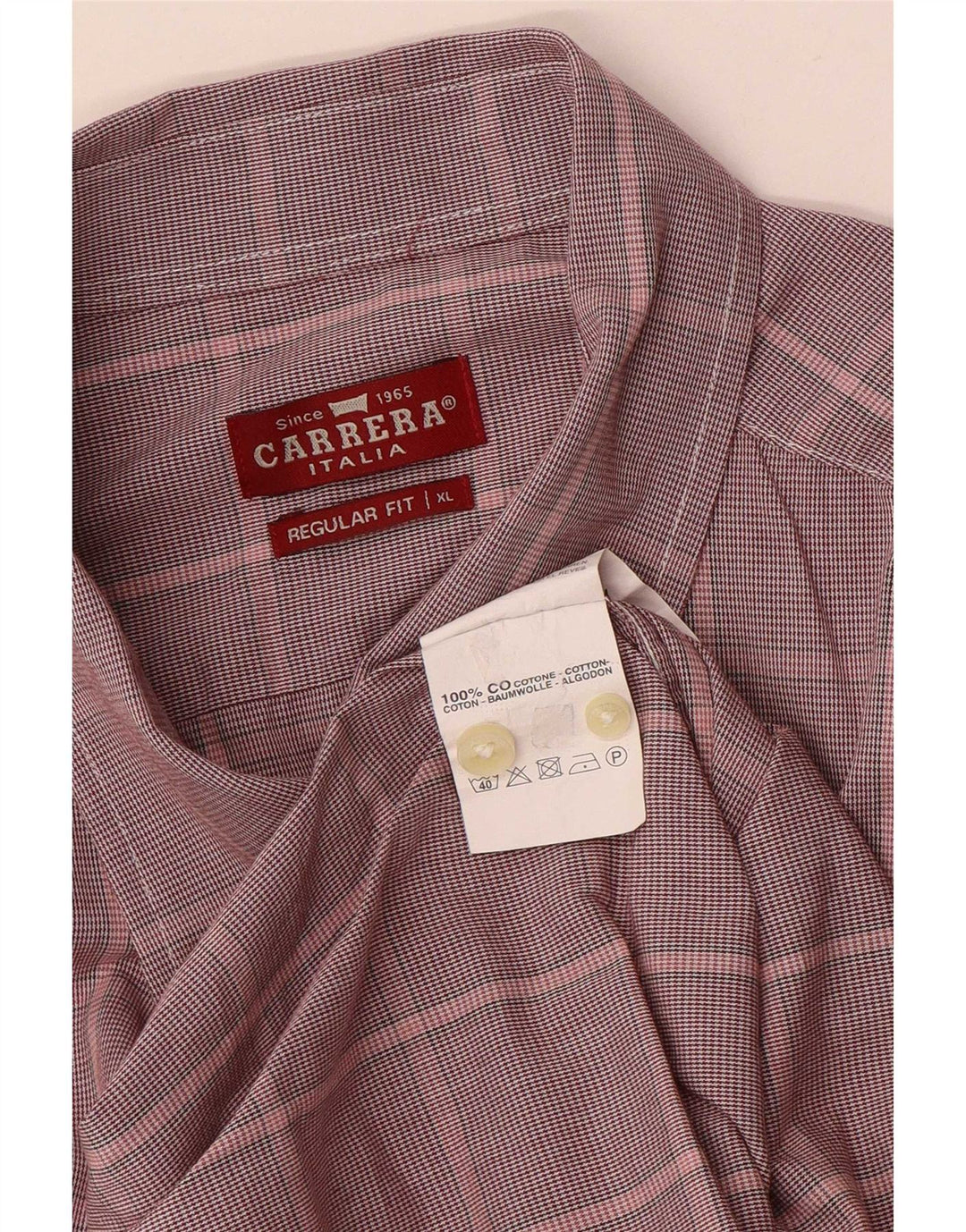 Carrera Herre Regular Fit skjorte XL Bourgogne ternet bomuld