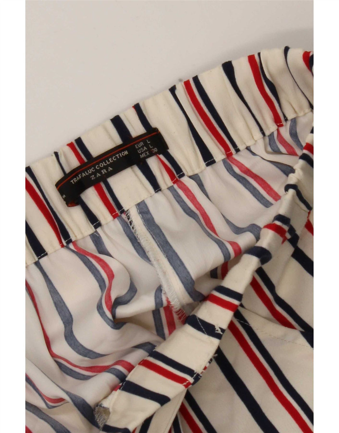 Zara Dame Capri Bukser Large W34 L22 Hvidstribet