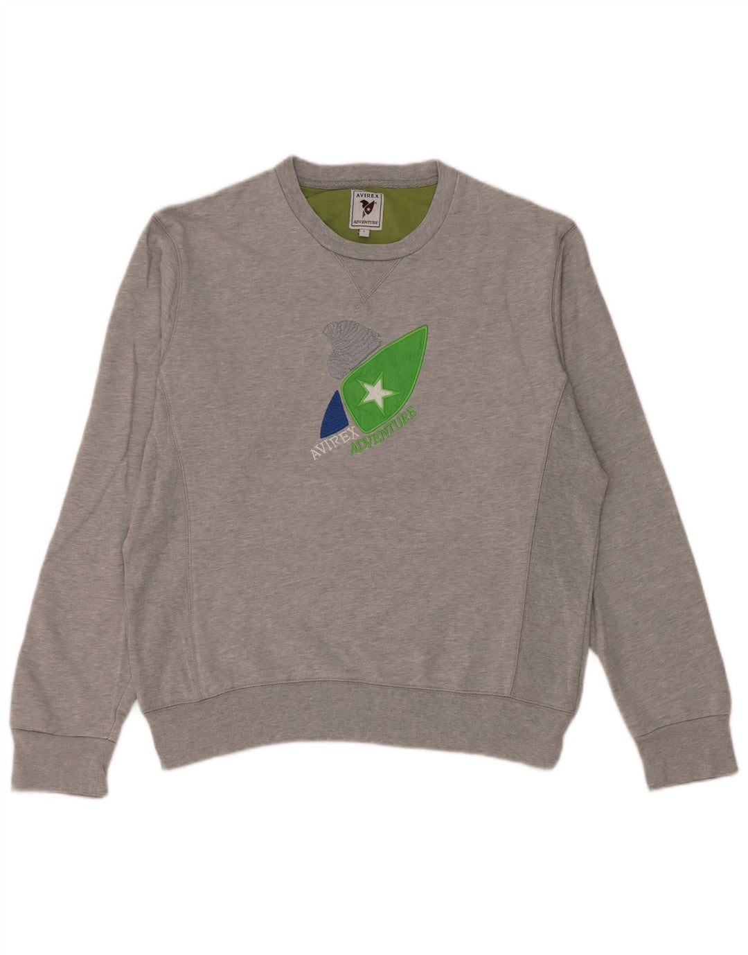 Avirex Herre Grafisk Regular Fit Sweatshirt Jumper Stor Grå Bomuld