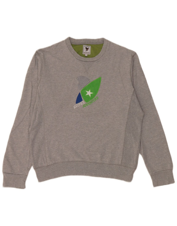 Avirex Herre Grafisk Regular Fit Sweatshirt Jumper Stor Grå Bomuld