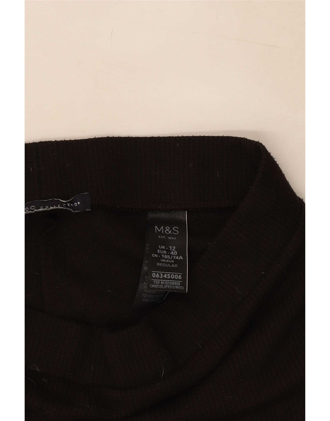 Marks & Spencer Womens Crop Leggings UK 12 Medium Brown Polyester