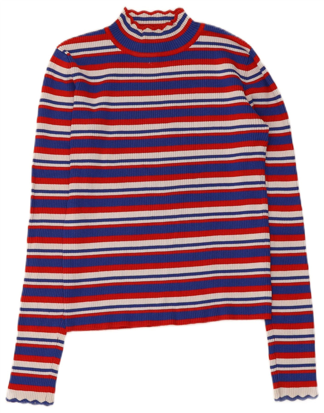 Zara Womens Crop Top Langærmet UK 8 Lille flerfarvet stribet viskose