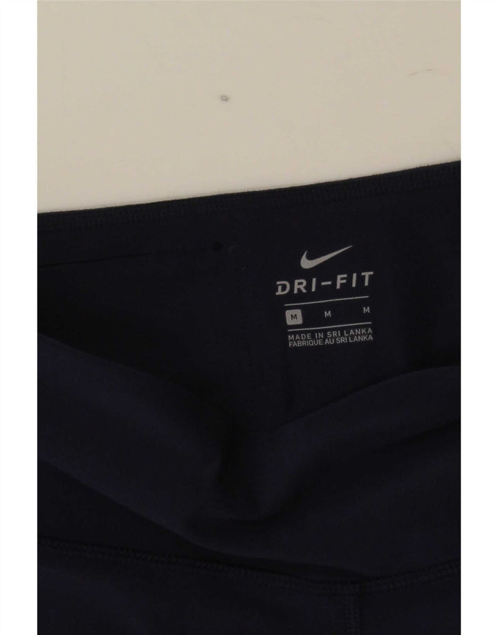 Nike Dame Dri Fit Leggings UK 12 Medium Navy Blue Colourblock