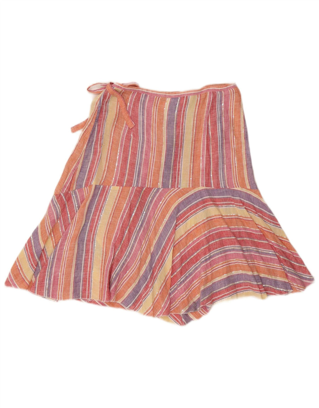 Max Mara Wrap-nederdel til kvinder UK 10 Small W27 Flerfarvet stribet linned