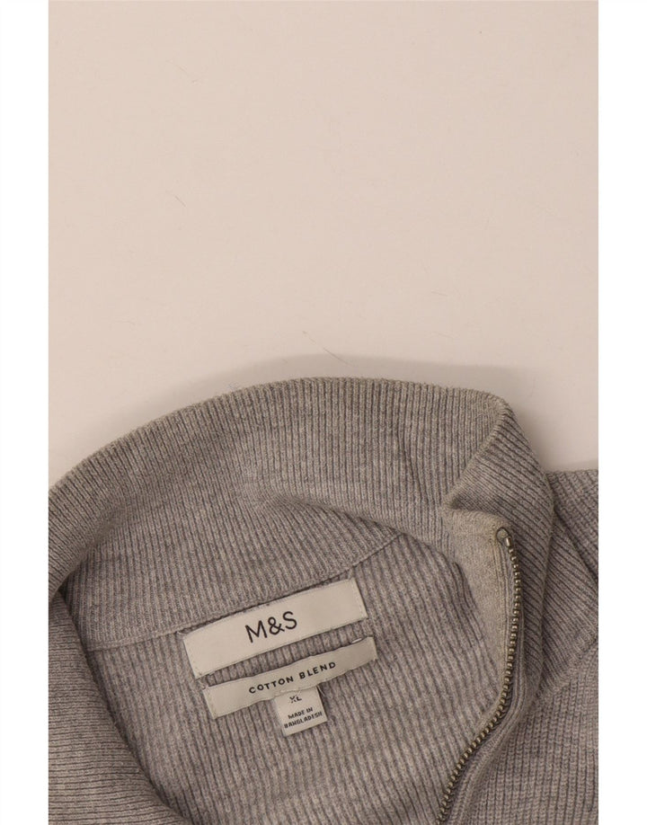 Marks & Spencer herre sweater med lynlåshals XL grå bomuld